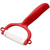 KYOCERA keramische dunschiller, scherp lemmet van zirkonia-keramiek, vaatwasmachinebestendig, geschikt voor rechts- en linkshandigen, rood, CP-10-NRD