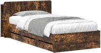 vidaXL Bedframe met opbergruimte en hoofdbord met lade Gerookt eiken