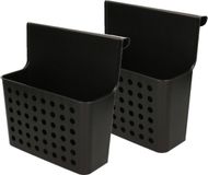 Plasticforte Badkamerrekje - 2x stuks - zwart - douche opbergmandje - 26x24 cm