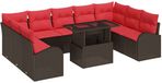 vidaXL Banc de jardin 10 pièces Marron Polyrattan