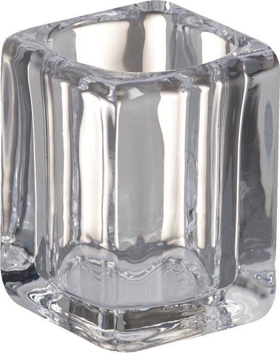 Bolsius glazen clear cups kaarsen / waxinelichthouder square 76/55/55