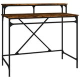 vidaXL Bureau 100x50x90 cm bewerkt hout en ijzer gerookt eikenkleurig