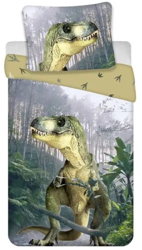 4KidsOnly Brandmac Aps Dekbedovertrek Dinosaurus Eenpersoons Katoen Meerkleurig 140x200 cm