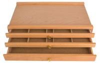 Boîte de rangement pour artistes en bois de hêtre, avec 3 niveaux et 15 compartiments