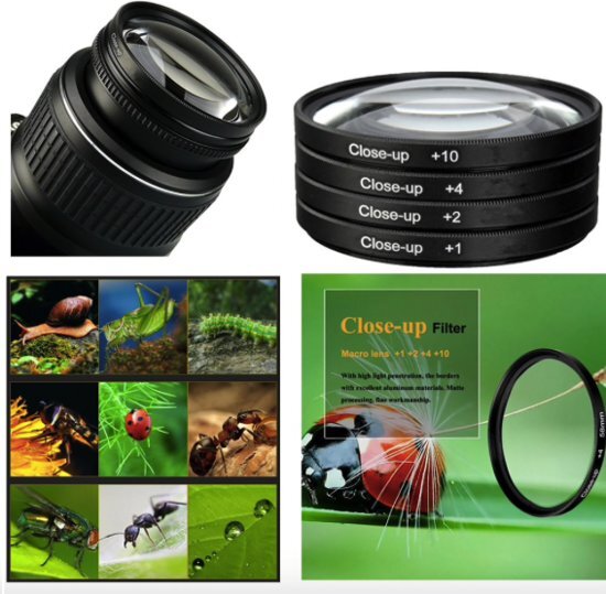 YONO Close Up Macro Filter Set 58mm â€“ Nikon / Canon / Sony Camera Lens Filter +1+2+4+10 â€“ 4 Pack 58CUP
