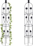 Relaxdays plantensteun obelisk - set van 2 - 103 x 20 cm - klimplanten rozen en tomaten - metaal
