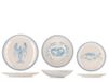 H&H Mediterranean 18-delige Serviesset van Gedecoreerd Steengoed voor 6 Personen, Mediterraan Design met Blauwe Vissen en Schaaldieren