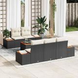 Stade toulousain Maison Exclusive - Tuinset met 6 zitplaatsen, zwart, van polyrotan