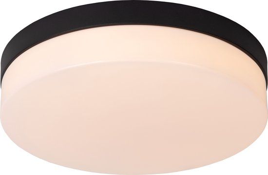 Lucide BISKIT - Plafonnière Badkamer - Ø 28 cm - LED - 1x18W 2700K - IP44 - Bewegingssensor - Zwart