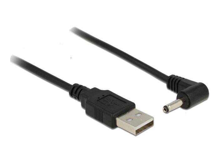 Delock USB-A naar DC Kabel - 1.5m - Haaks - Zwart