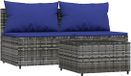 vidaXL Loungeset met kussens polyrotan gris