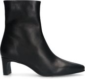 Manfield - Dames - Zwarte leren enkellaarsjes met hak - Maat 41