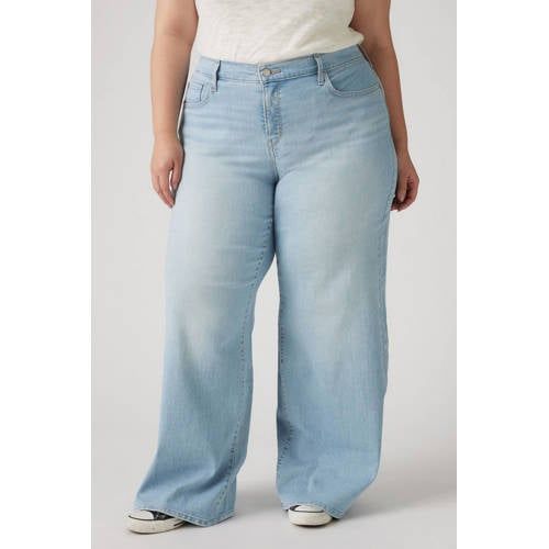 Levi's Plus high waist wide leg jeans light blue denim