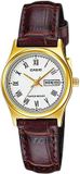 Casio Dameshorloge LTP-V006GL-7B Analoog Quartz Goudkleurig Metaal Bruin