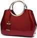 Sans marque Sac à main femme pochette - Cuir verni imperméable - Sac de soirée avec bandoulière amovible - Bordeaux