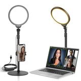 NEEWER Basic 7 inch selfie lichtset, tafel mobiele telefoon ringlamp, 10W 3000K-6500K dimbare ring licht met standaard en telefoonhouder voor videoconferenties selfie vlog live stream-video-opnames