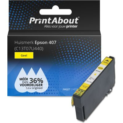 PrintAbout Huismerk Epson 407 (C13T07U440) Inktcartridge Geel
