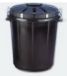 Meva - Poubelle universelle avec couvercle - 70L - Ronde - Polyéthylène noir