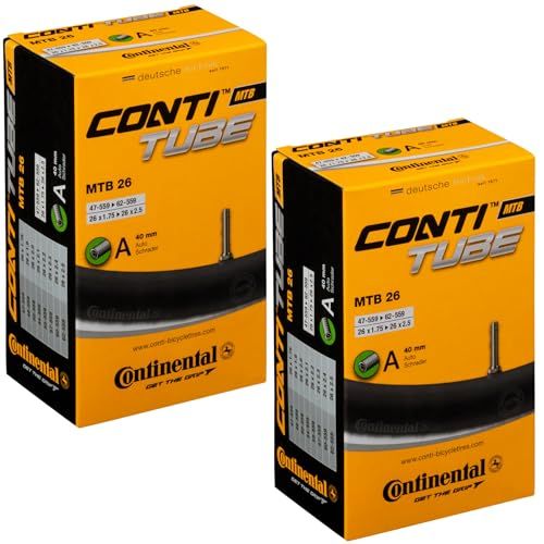 Continental Unisex's MTB Tube 26" Binnen, Zwart, [47-559->62-559] Pack van 2