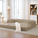 OKWISH Slaapbank 190 x 78 x 65 cm - 2-Zits Bankbed Met Uitklapfunctie - Cordstof - Beige