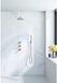 Fortifura Nebbio opbouw regendoucheset – Ø30 cm hoofddouche – 35 cm gebogen wandarm – 1-stands staafhanddouche – messing geborsteld