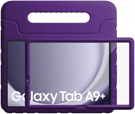 HappyCase Candy+ Kinder Hoes Geschikt voor Samsung Tab A11 Plus / Tab A9 Plus | Tablethoes met Ingebouwde Screenprotector | Kindvriendelijk | Beschermhoes | Handvat en Standaard | Kinderhoes | Paars