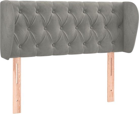vidaXL Hoofdbord met randen 103x23x78/88 cm fluweel lichtgrijs