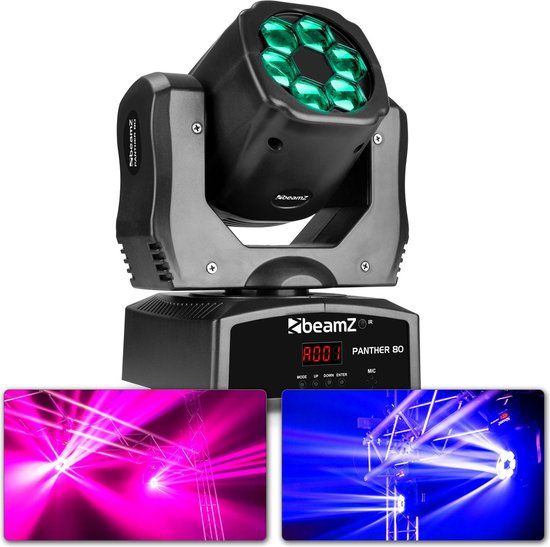 BeamZ Panther 80 Moving Head - 6x 12W RGBW LEDs with Rotating Lenses