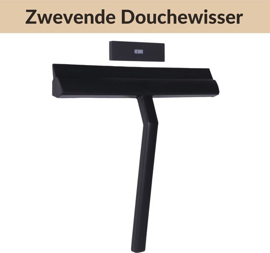 HEIMR Douchewisser Zwart met Magneetstrip - Badkamer Accessoires - Raamwisser - Trekker Douche - Silicone - 21cm x 20cm