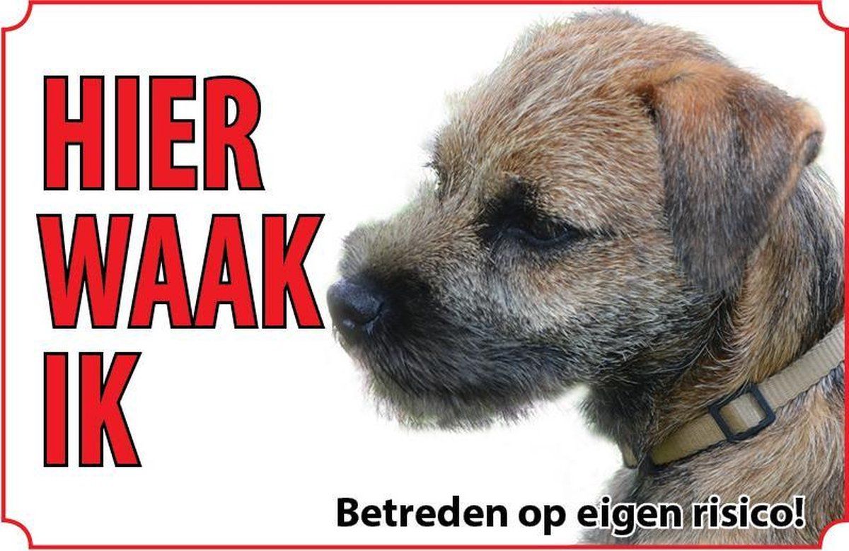 VSkins Bord hond Borderterriër - Zwart/Wit/Bruin/Grijs - Metaal