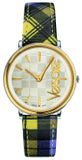 Versace VE8100118 Dames Polshorloge V-Circle Zilverkleurig Leer Quartz