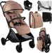 MoMi ANDREA Kinderwagen - Automatisch Inklapbaar - Lichtgewicht 7,3 kg - Tot 22 kg - Lichtbruin