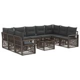 vidaXL Tuinbank - Set - 10 - st - Grijs - poly - rattan