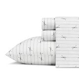 Eddie Bauer Downstream Collection 4-delige beddengoedset, 100% perkal katoen, fris, schoon en licht, onderhoudsvriendelijk, machinewasbaar, tweepersoonsbed, grijs