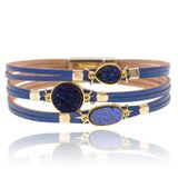 Deja Jewels Bruin met goudkleurige leren Boho dames armband met glitter stenen