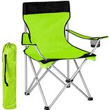 BAKAJI Klapstoel voor camping, strand, vissen, outdoor, staal en polyester, met vak voor dranken en smartphone (groen)