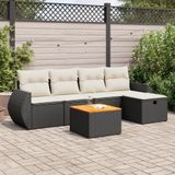 Maison Exclusive - Ensemble de meubles de jardin 6 pièces avec canapé et coussins, noir, en polyrotin