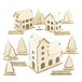 MCE-Commerce A550254 - Set decoratieve houten huizen - theelichthouder - natuur - 14 cm x 12 cm x 5,6 cm