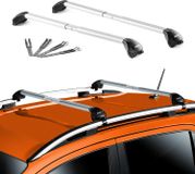 Mercedes Barre porte-bagages pour Mercedes X-klasse 470, années de modèle 2017-2020, 5 portes, aluminium, argent, 2 pièces, avec certificat ABE