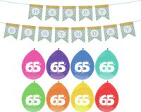 Haza Verjaardag 65 jaar geworden versiering - 16x thema ballonnen/1x Happy Birthday slinger 300 cm