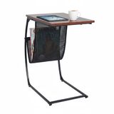 Merkloos Relaxdays Industriële bijzettafel met tijdschriftenhouder - U-vorm - 64 cm - bruin/zwart