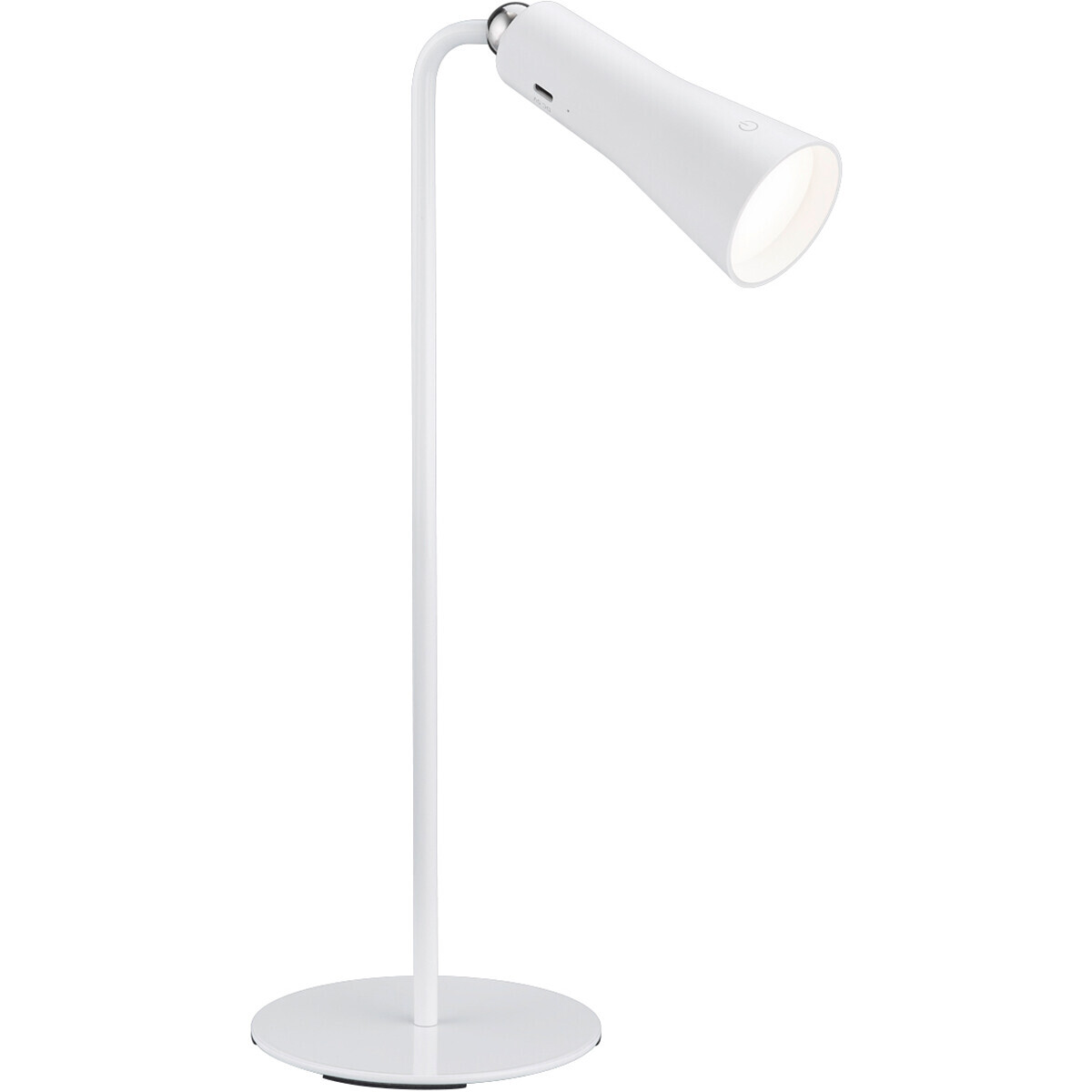 BES LED LED Bureaulamp - Trion Moxi - 2W - Warm Wit 3000K - Oplaadbaar - Rond - Mat Wit - Aluminium