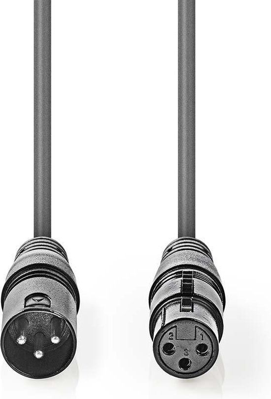 Nedis Gebalanceerde Audiokabel - XLR Male - XLR Female - 5m - Donkergrijs