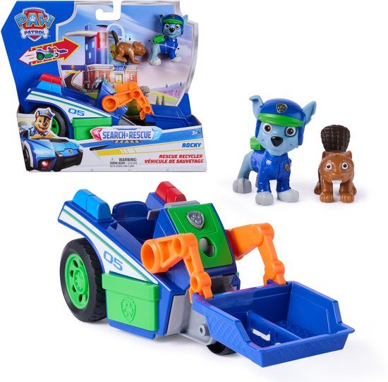 PAW Patrol - Rocky's recyclevoertuig met 2 figuren & terugtrekfunctie