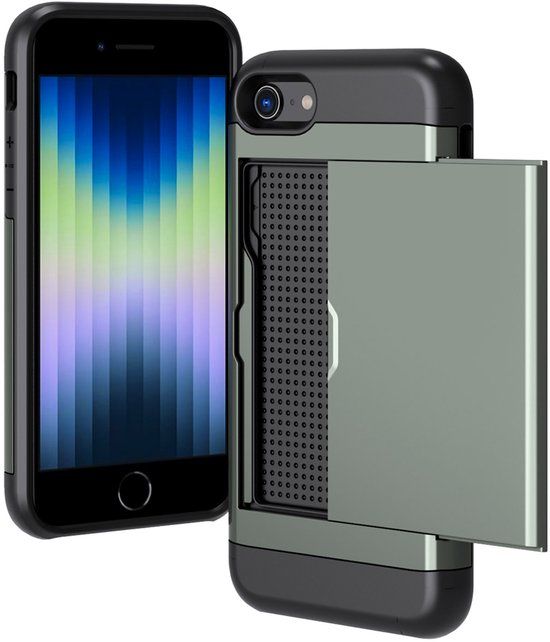 imoshion Hoesje met Pasjeshouder - Geschikt voor Apple iPhone SE (2022) / SE (2020) / 8 / 7 - Donkergroen