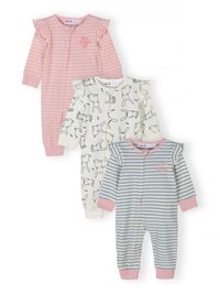 Minoti baby pyjama meisjes 3-pack geribd - onesie met konijnenprint