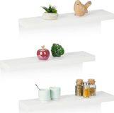 Relaxdays Wandplank - set van 3 - 60 x 15 cm - zwevend - wit