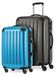 Alex - Lot de 2 bagages à main + valise moyenne, set de valises de réserve Trolleys coque dure polycarbonate brillant, graphite-bleu cyan