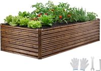 VEVOR Verhoogd Tuinbed, Metaal, 240x120x62 cm, Diepe Houtnerf