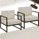 Tectake® Comosa Lounge fauteuil tuin - Set van 2 comfortabele tuinstoelen met dikke kussens